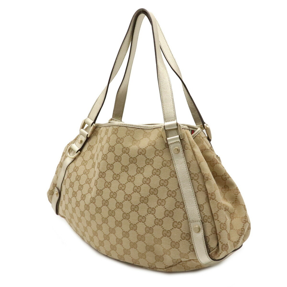 Gucci Metallic GG Bag Leather Tan Tote